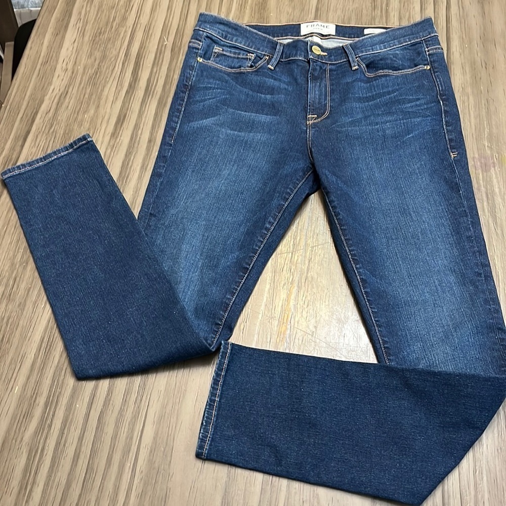 FRAME DENIM LE SKINNY DE JEAN DARKWASH SKINNY JEANS 32